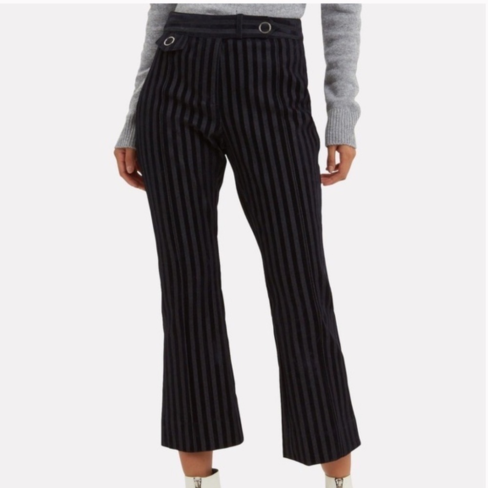 Derek‎ Lam 10 Crosby Velvet Striped Cropped Denim Jeans in Navy sz 2